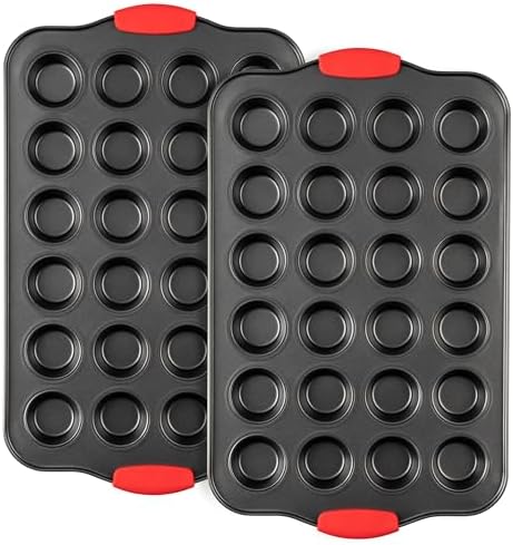 Tiawudi Mini Muffin Pan, 24 Cavity Cupcake Pan, Nonstick Baking Pan