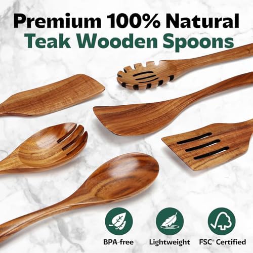AIUHI 6-Piece Wooden Cooking Utensil Set