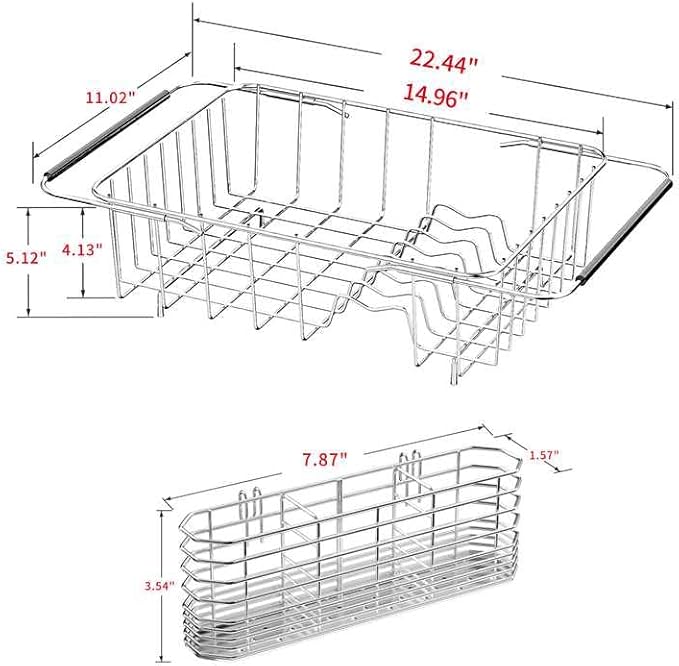 JAQ Over Sink Dish Drying Rack, Expandable 14.96"–22.44" Adjustable Dish Rack - Image 4