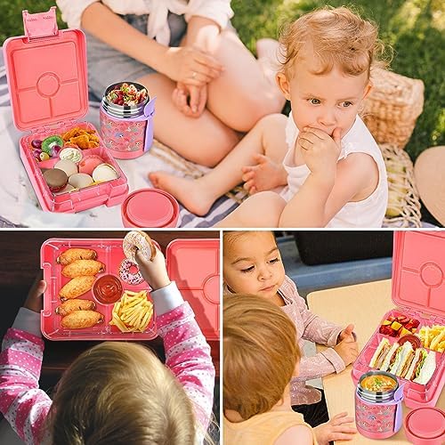 Bento Lunch Box Set for Kids with 10oz Soup Thermo, Leak-Proof Lunch