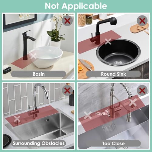24 Inch Silicone Faucet Mat for Kitchen Sink Splash Guard Behind