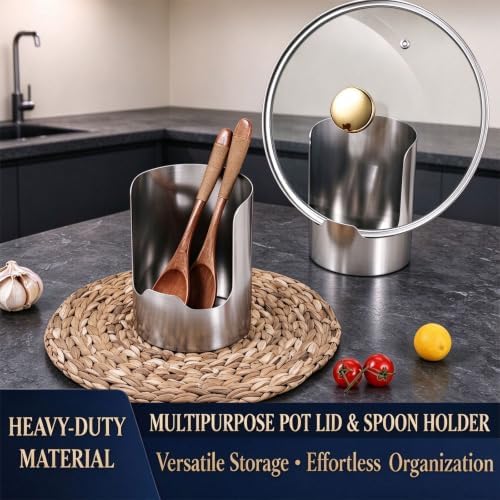 Multi-Functional Stainless Steel Kitchen Utensil Holder, 2-in-1 Spoon