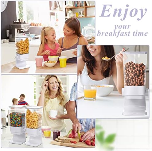 Hoolerry 3 Pack Cereal Dispenser Countertop 5500ml Large Cereal Containers Storage Dispenser Dry Food Dispenser Storage Rice Candy Dispenser Machine for Oatmeal Pet Food Home Office Pantry Bar (White)