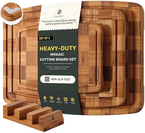 3 Pack Bamboo Cutting Board Set Non Toxic Wooden Cutting Board for