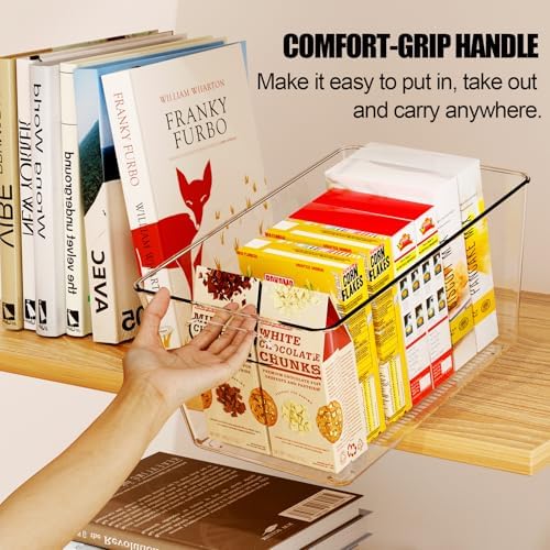 6 Pack Clear Plastic Storage Bins, Kitchen Pantry Organizer