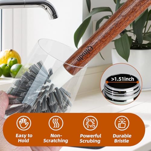 4-Pack Heavy Duty Scrub Brushes with 11" Sapele Wood Handle – PBT