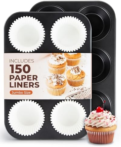 CARTMAN 2-Pack Jumbo Muffin Pan with 150 Liners, 12.6" x 8.3"