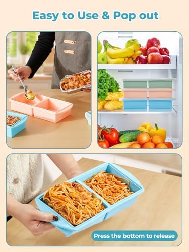 Silicone Freezer Tray with Lid for Soup Ice Cubes, 2Cup Large Ice Cube