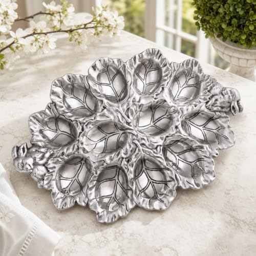 Arthur Court Bunny Deviled Egg Holder - Aluminum Metal Serveware for