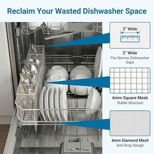 Slim Dishwasher Silverware Basket, 304 Stainless Steel