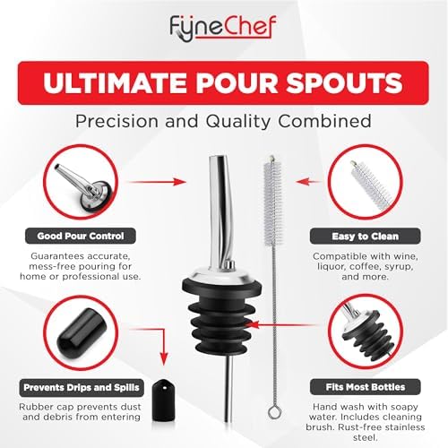 48 Pack Stainless Steel Bottle Pourers for Alcohol, Liquor, and Wine