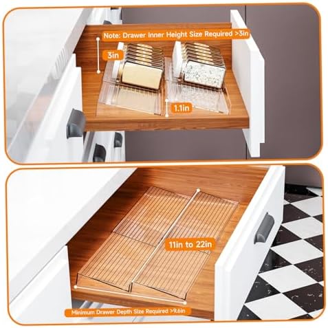 Spice Organizer, Clear Plastic Spice Drawer Organizer 4Pcs Large
