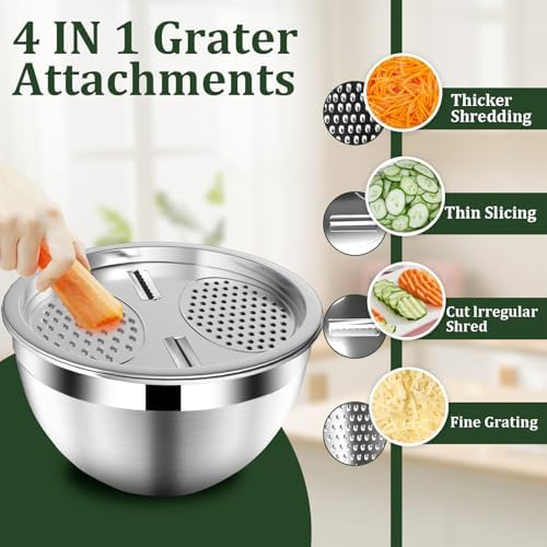 Nicdiet Mixing Bowls with Lids Set, 16PCS Stainless Steel Mixing