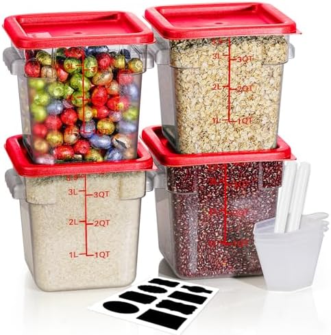 4QT 4PCS Clear Food Storage Containers with Lids