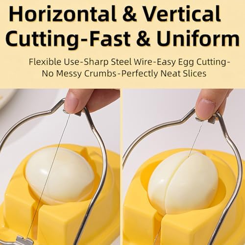 Egg Slicer, Semi-Round Curved Yellow Egg Cutter for Hard Boiled Eggs