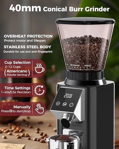 Tuni G1 Conical Burr Coffee Grinder, Black