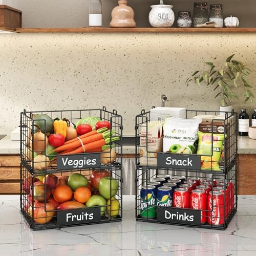 JKsmart 4 Pack XL Stackable Wire Baskets