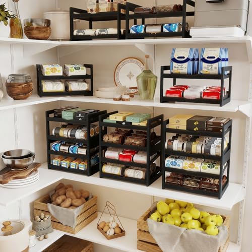 BAMBANG Can Organizer for Pantry, Detachable Bamboo 4 Tier Stackable