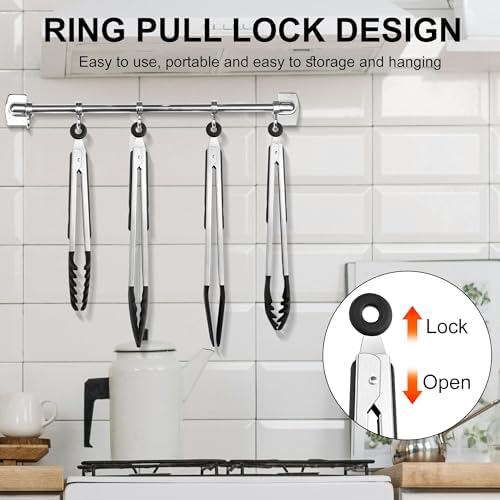 4 PCS Kitchen Tongs with Silicone Tips, 9" & 12"