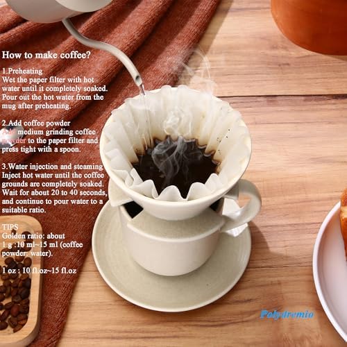 Pour Over Coffee Maker, with 50 PCS Basket Coffee Filters, 310 ml/10