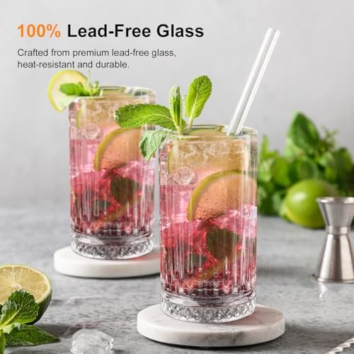Highball Glasses Set of 4, 16oz Tall Drinking Glasses, Lead-free