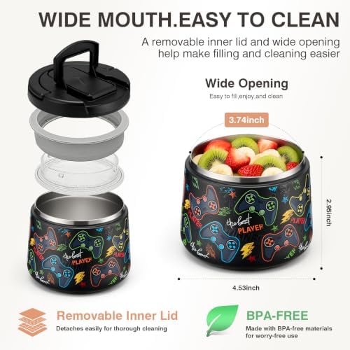 14oz Insulated Vacuum Food Jar with Buckle Lid,Soup Thermo for Hot
