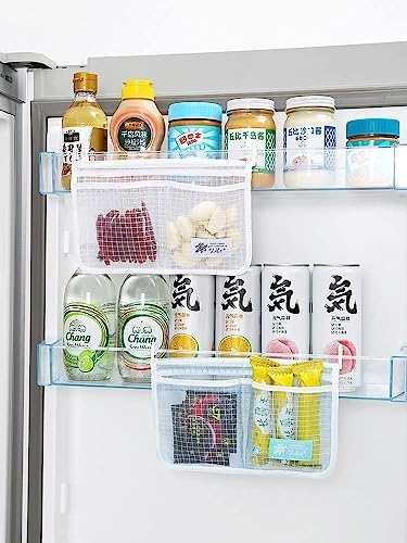 3PCS Refrigerator Door Organizer Set, Fridge Hanging Mesh Bag for