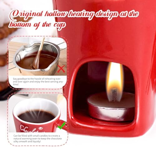 AMZWISH Mini Sweet Fondue Cup, Ceramic Coffee Warmer Mug, Portable