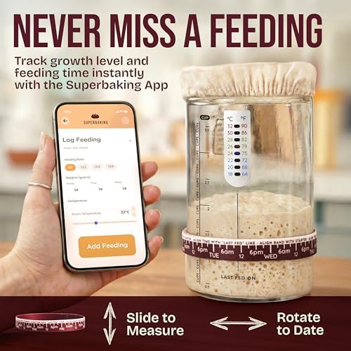 Superbaking 34oz Glass Sourdough Starter Jar