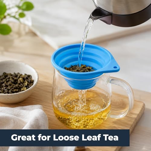 Vespara 2 Pack Collapsible Fine Mesh Strainer, 4 Inch Silicone Funnel