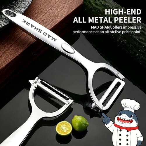 MAD SHARK Vegetable Peeler,Ultra Sharp Y Serrated Blade Peelers for