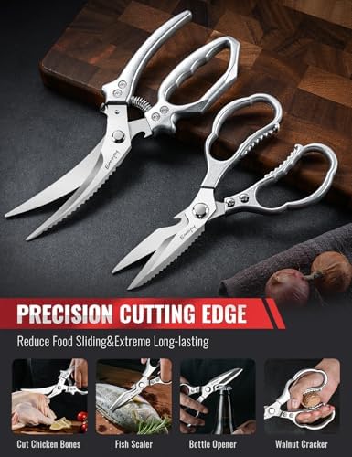 Emojoy 2-Piece Kitchen Scissors Set with Poultry Shears, Japanese