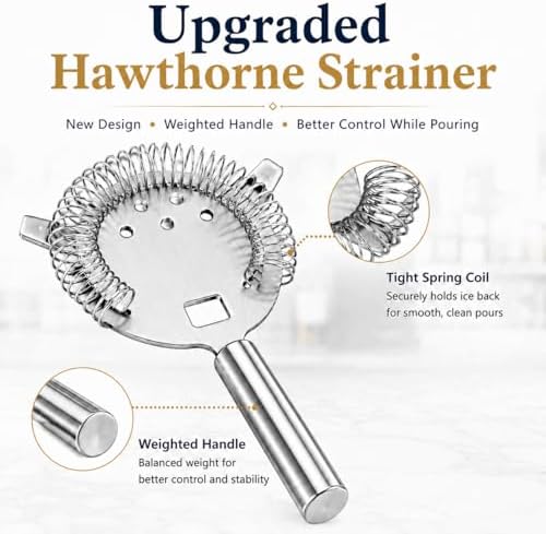 Semderm Cocktail Shaker Set, Weighted Boston Shaker Set with Bamboo