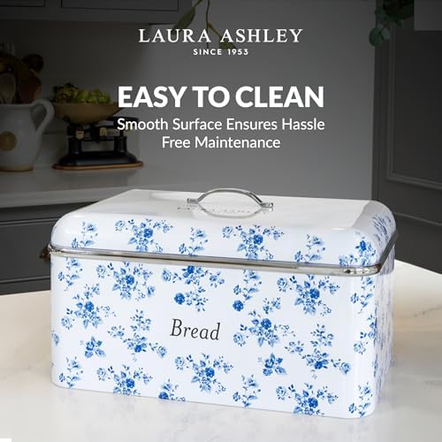 Laura Ashley China Rose Large Bread Box for Kitchen Countertop - Breadbox
