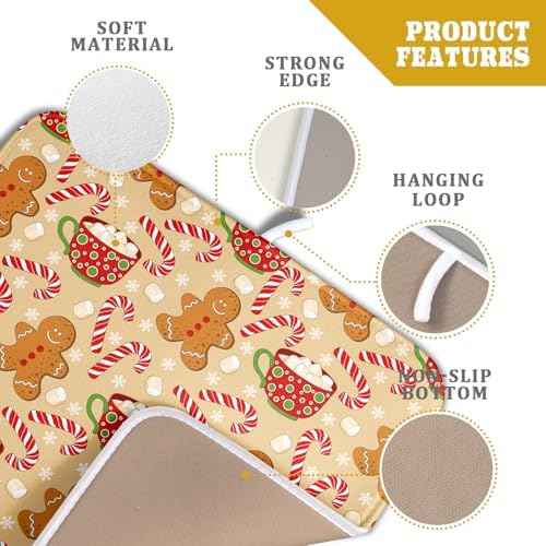 Christmas Gingerbread Man Dish Drying Mat for Kitchen Counter 16x18