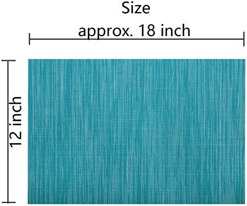 SHACOS Teal Blue Placemats Set of 4 Woven Vinyl Place Mats Easy Clean
