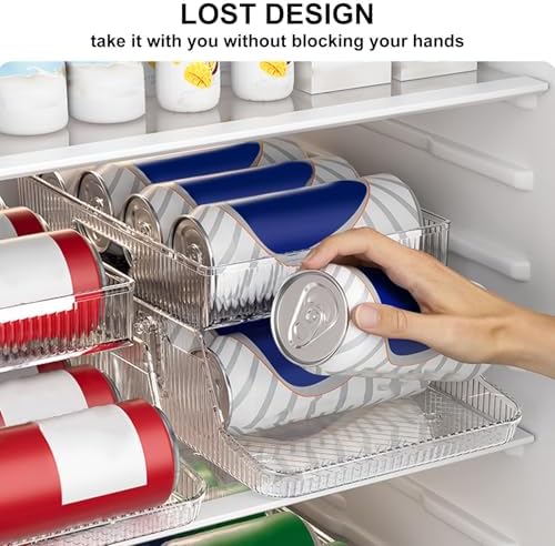 Soda Fridge Organizer Stackable Refrigerator Can Holder Dispenser