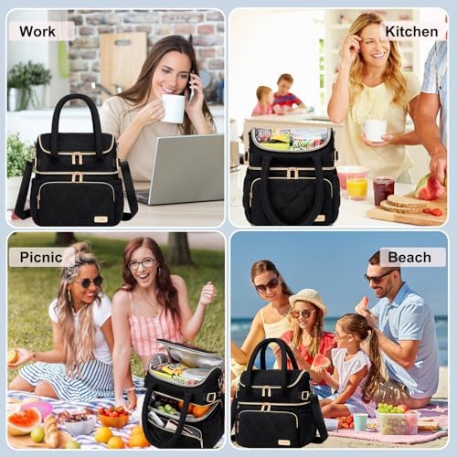 Weitars Lunch Bag for Women Men,Double Deck Lunch Box for Women,Lunch