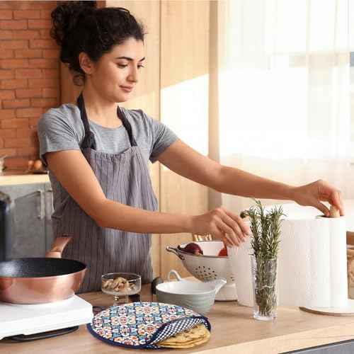 2 Pcs 10" 12" Tortilla Warmer Pouch, Mexican Tile