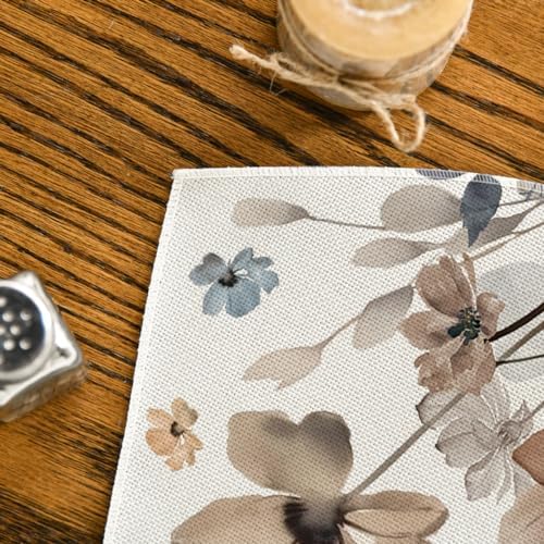 Artoid Mode Brown Poppy Floral Round Table Wedge Placemats Set of 4