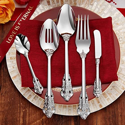 KEAWELL Luxury 45-Piece 18/10 Stainless Steel Flatware Set (Silver)