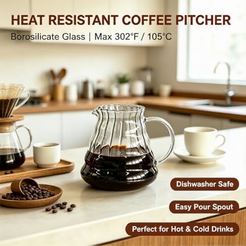 Borosilicate Glass Pour Over Coffee Set, 20oz Carafe