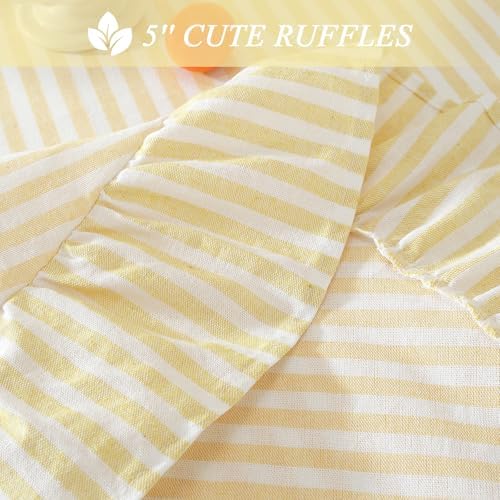 meioro Striped Ruffled Tablecloth Square Fall Cotton Blend Stripe