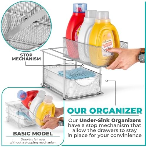 Sorbus Pull-Out Under Sink Organizer, Mesh Construction