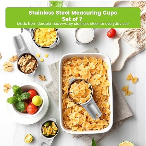 Spring Chef Stainless Steel Measuring Cups Set of 7 with Pour Spout