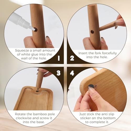 Wooden Coffee Mug Tree, Mug Holder with 6 Hooks and Storage Base