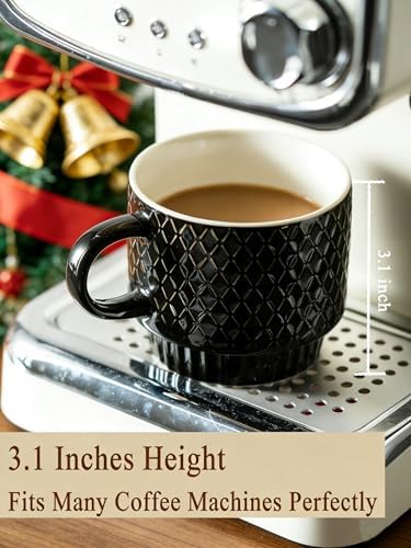 Gomakren Coffee Mugs Set of 4, 13oz Stackable Coffee Cups with Stand &