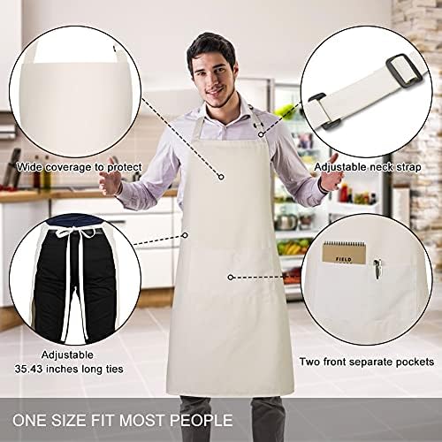 Jubatus 2 Pack 100% Cotton Aprons with 2 Pockets Cooking Chef Kitchen