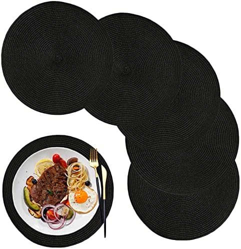 Round Braided Placemats Set of 6, 12.6 Inch Small Circle Place Mats