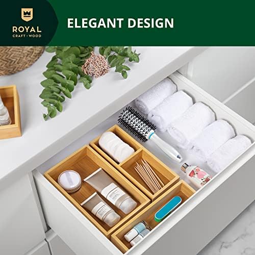 ROYAL CRAFT WOOD Luxury Bamboo Drawer Organizer Storage Box, Bin Set